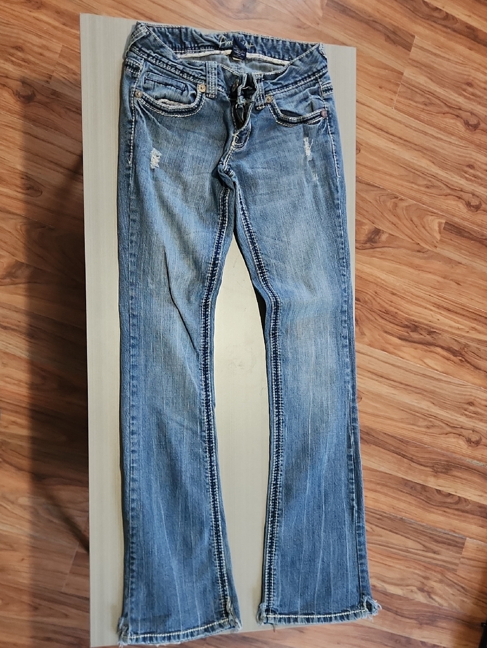 Amethyst Jeans Women's Light Blue Distressed Boot Cut Jeans